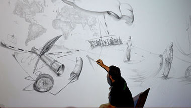 عرض لوحة جدارية فريدة بقرية “سباق فولفو للمحيطات” في أبوظبي للبيع في 3 يناير
