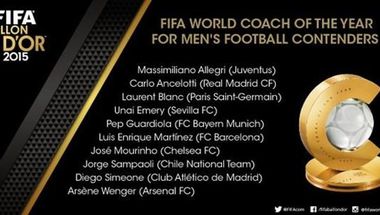 الفيفا يعلن أسماء المدربين المرشحين لجائزة أفضل مدرب في العالم 2015