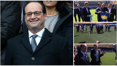 بالفيديو..الرئيس الفرنسي يسجل "ضربة جزاء" في ملعب "بومبونيرا" الشهير