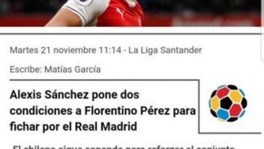 صحفي تشيلي ينفي مفاوضات ريال مدريد مع أليكسيس سانشيز