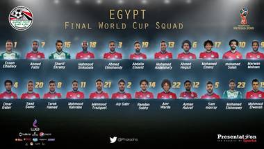 23 لاعبًا في القائمة النهائي لمنتخب مصر استعدادًا لمونديال روسيا